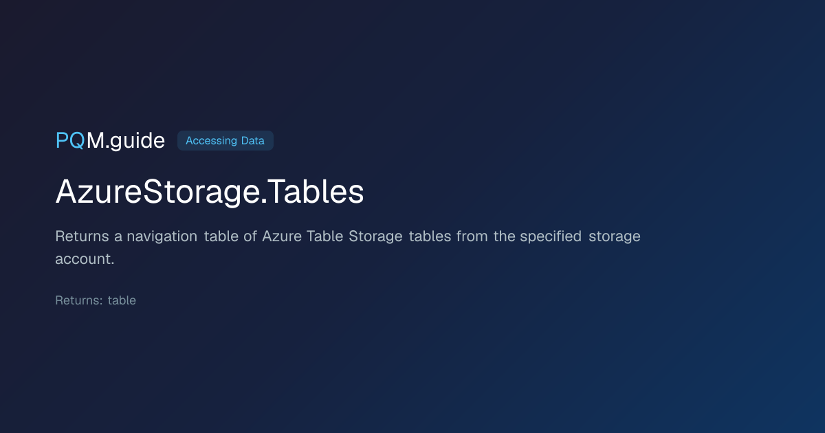 AzureStorage.Tables | PQM.guide