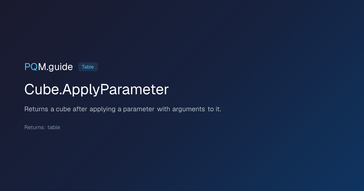 Cube.ApplyParameter | PQM.guide