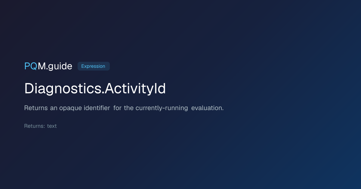 Diagnostics.ActivityId | PQM.guide
