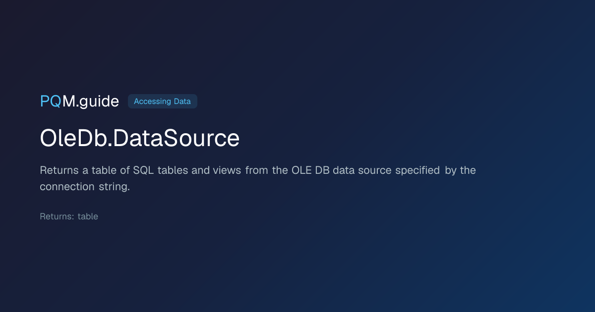 OleDb.DataSource | PQM.guide