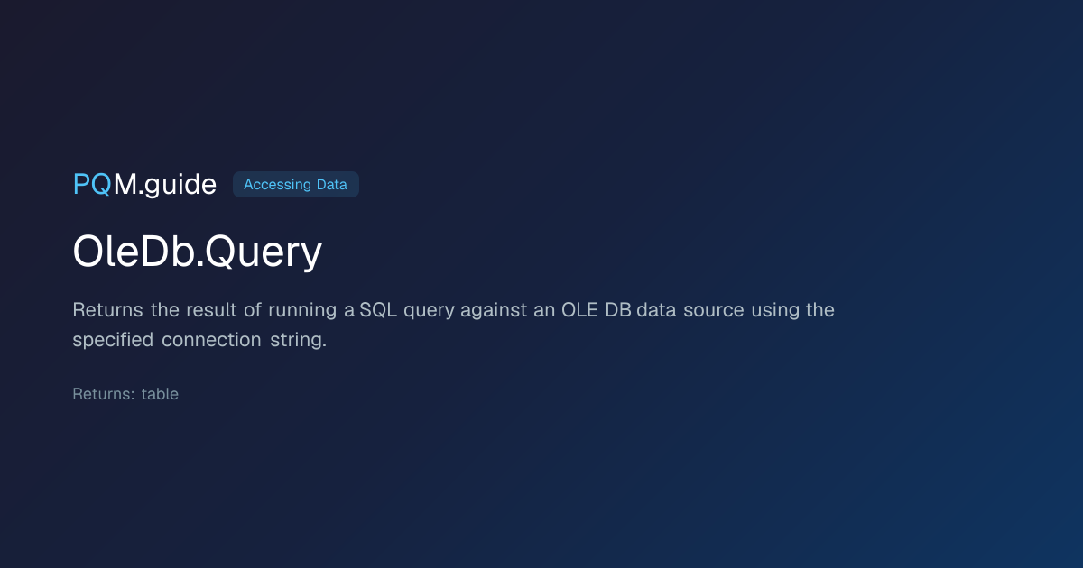 OleDb.Query | PQM.guide